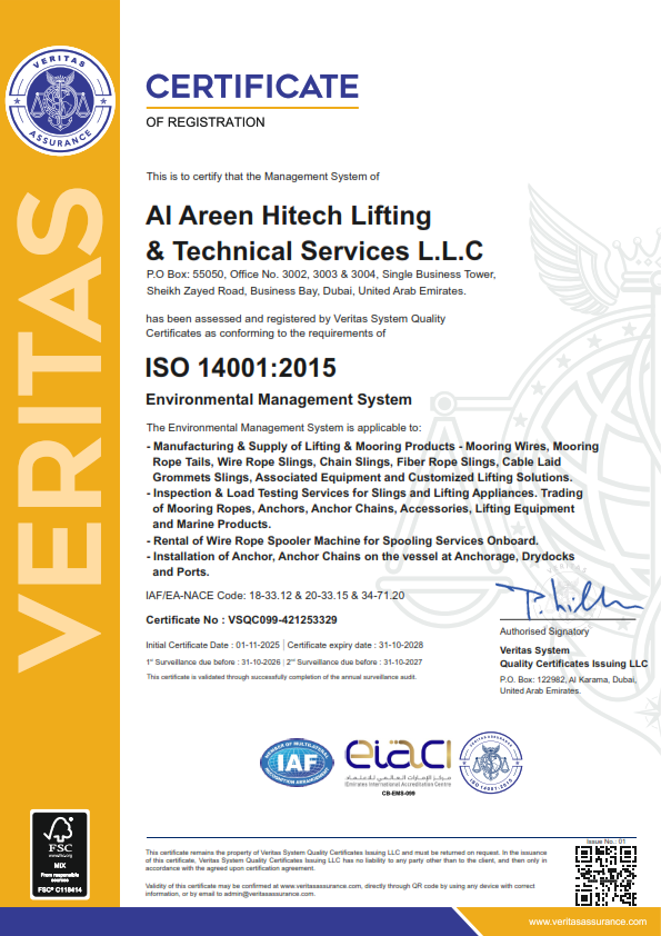 EIAC ISO 14001:2015 Certificate